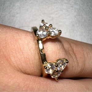 .925 Sterling Silver Gold Plated Size 7 6-CZ Ring Guard